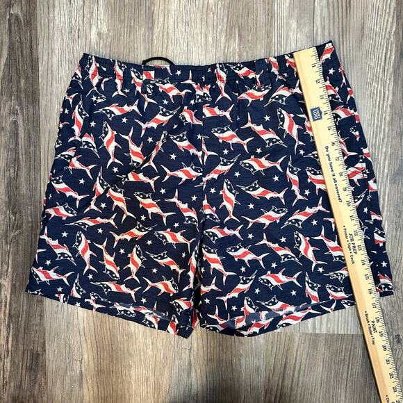 Columbia PFG Mens M Flag Sharks Swim Fishing Shorts Lined Drawstring Pocket - Picture 4 of 10